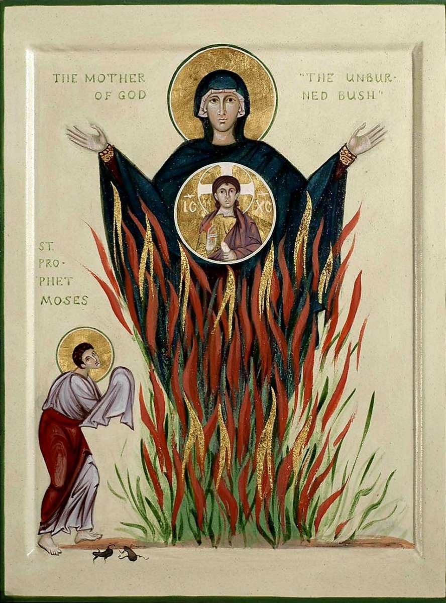 Icon of Blessed Holy Virgin Mary as the Burning Bush by Philip Davydov. 2014