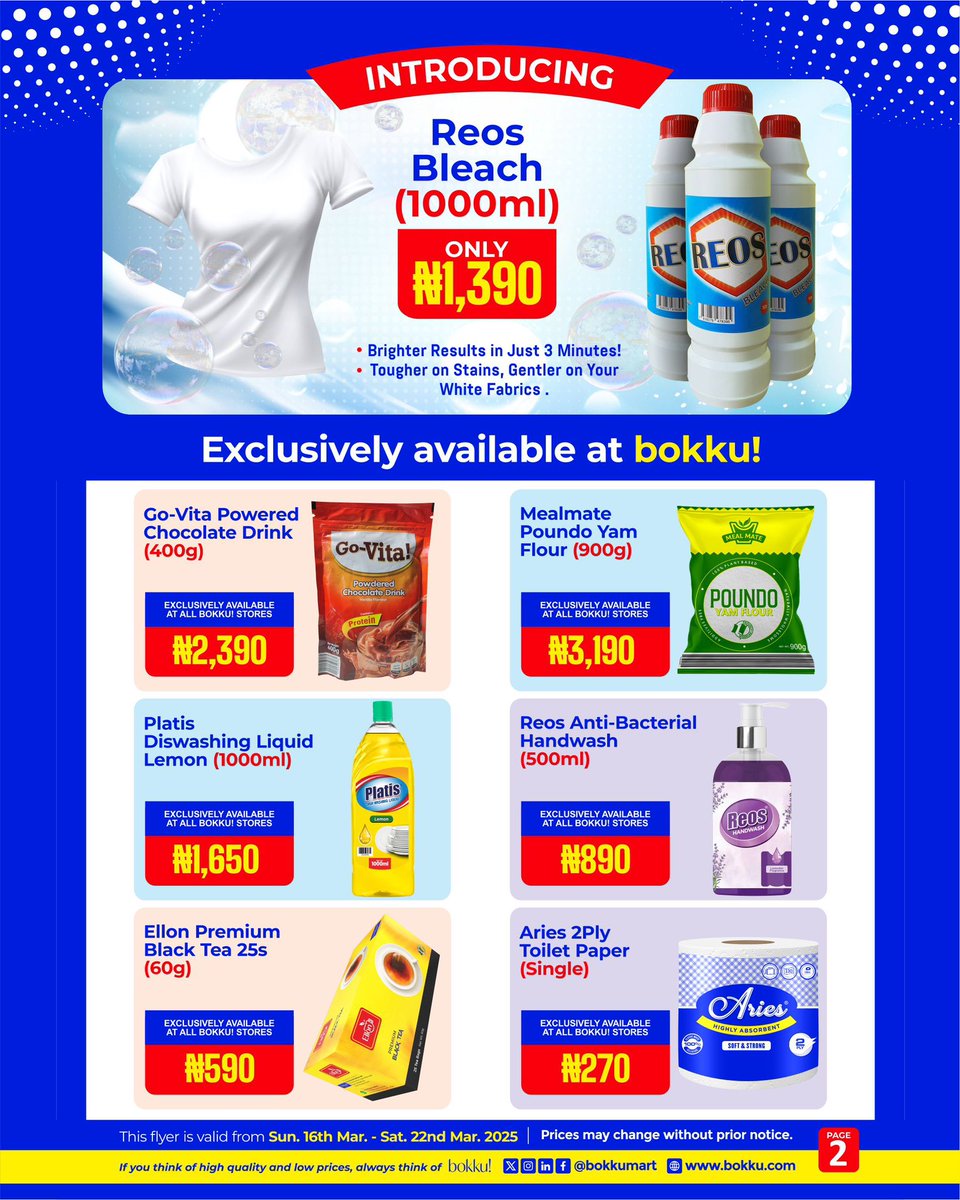 bokkumart's tweet photo. New Week, New Deals at bokku! ๐๐ฅ
Our latest weekly flyer is here, and guess what? Some of your favorite prices just got even LOWER! ๐
Prices are valid from
March 16th โ March 22nd, 2025.
#bokkunearme #bokkudeals #affordablemart #storesinlagos #bokkuprices #checkbokkufirst https://t.co/o2qiqy3oco