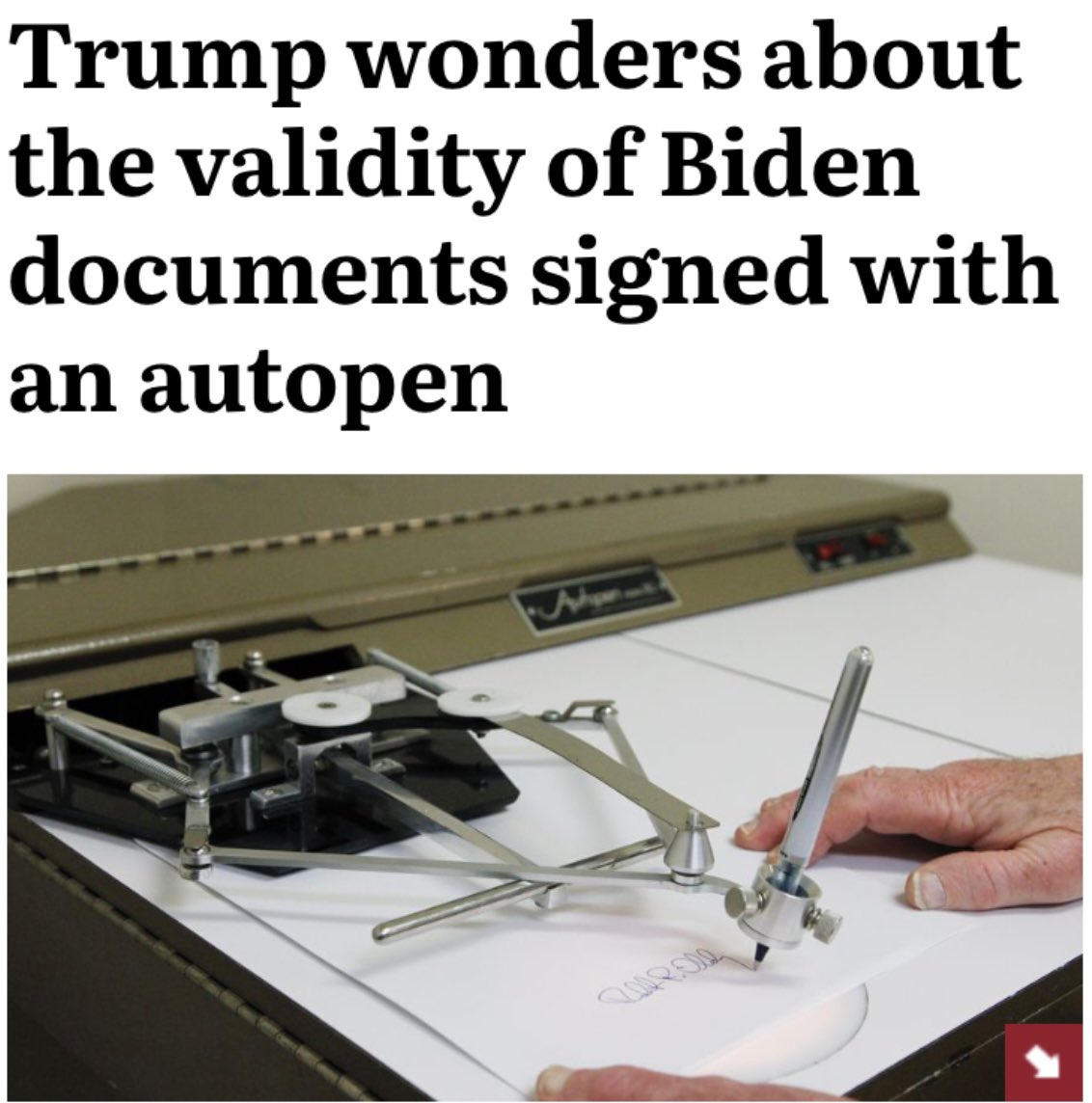 Pete Sequeira (@sequeirapete) on Twitter photo <a href="/mirandadevine/">Miranda Devine</a> Here’s the autopen used by a high level Biden staffer to sign thousands of documents including pardons of criminals like Fauci, Liz Cheney, Raskin, Shifty Schiff and others. They are likely going to challenged in the Supreme Court as being invalid. <a href="/mirandadevine/">Miranda Devine</a> Here’s the autopen used by a high level Biden staffer to sign thousands of documents including pardons of criminals like Fauci, Liz Cheney, Raskin, Shifty Schiff and others. They are likely going to challenged in the Supreme Court as being invalid.