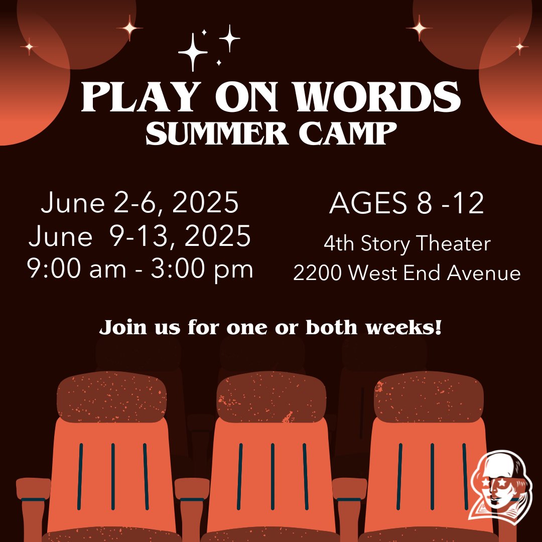Ready for an unforgettable summer adventure? Try our Play On Words Summer Camp! Designed for ages 8-12, this camp introduces young performers to the magic of Shakespeare through play, creativity, and performance. nashvilleshakes.org/summer-camps-2…