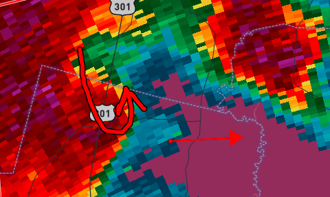 aceDWC's tweet image. Ongoing #tornado warning in effect for #gawx where there is a decent velocity couplet. Tornadogenesis is possible with this storm. #kjax #twitter #severewx #svrwx