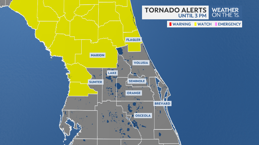 A #tornado watch remains in effect for Marion and Flagler Counties as a line of storms rolls from the Gulf toward central Florida. Tune into @[111766460889] for the latest timing. #flwx -BK
