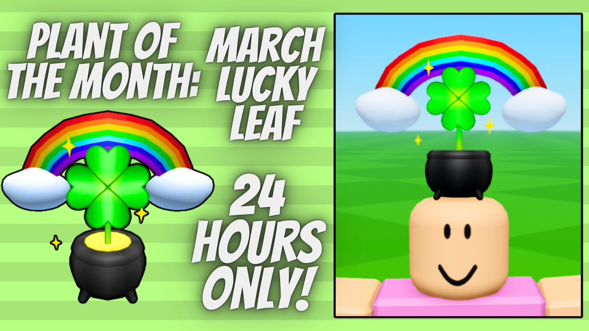 Happy St. Patrick's Day!
I am back again with the next installment of the Plant of the Month series, this time themed after the St. Patrick's Day holiday! Available for 24 hours only. 🌈🍀 #Roblox #RobloxDev

Link: roblox.com/catalog/102243…