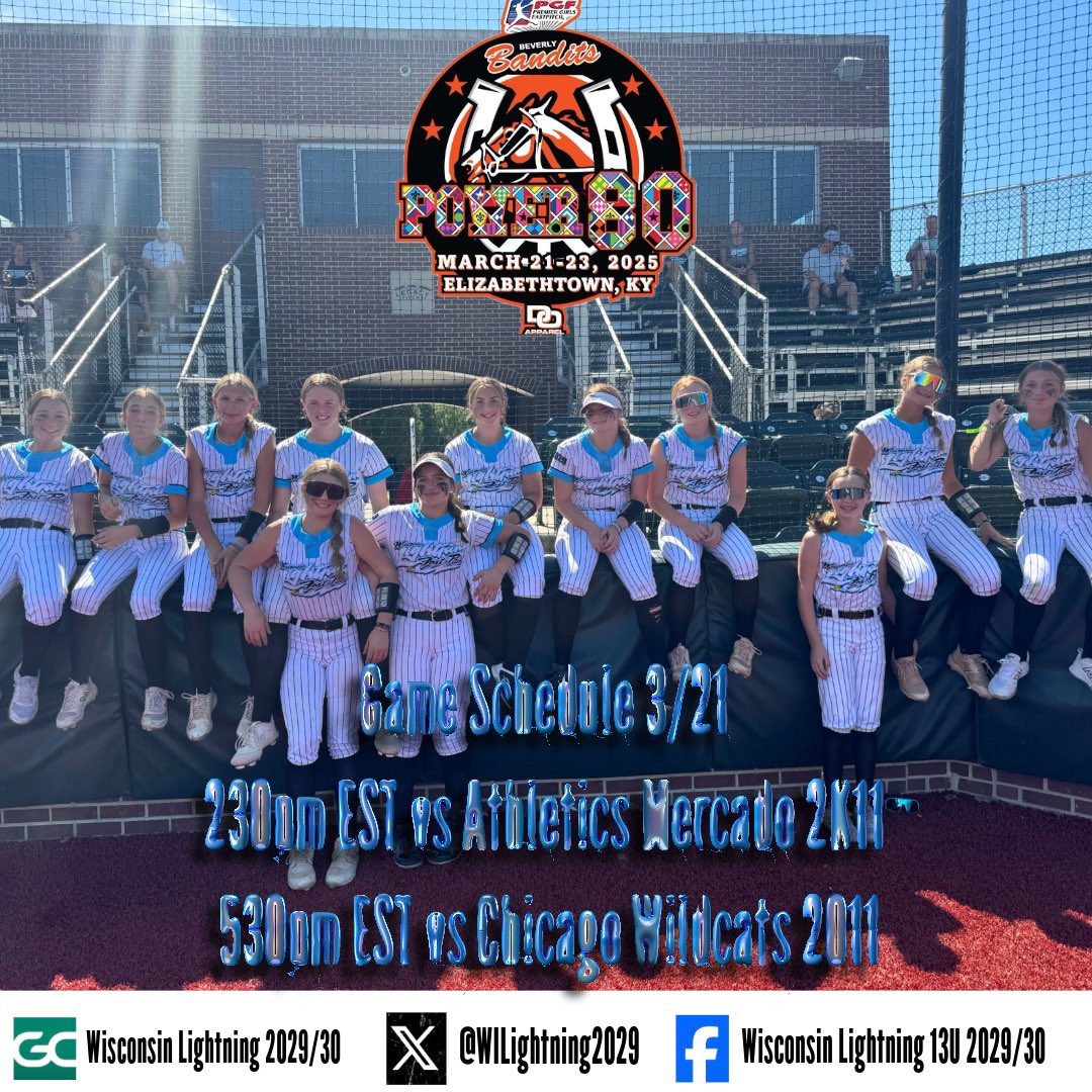WI Lightning 2029/30 (@wilightning2029) on Twitter photo Girls have been working hard all winter long and now it’s time to travel down to Elizabethtown, KY for the <a href="/pgfsuperselect/">MacnSize</a> Power 80!! We can’t wait to get outside and compete against the best!! #lightningpride <a href="/WI_LightningSB/">WI Lightning SB</a> <a href="/ExtraInningSB/">EXTRA INNING SOFTBALL</a> <a href="/LineDsoftball/">Line Drive Media</a> <a href="/LegacyLegendsS1/">Legacy & Legends Softball</a> Girls have been working hard all winter long and now it’s time to travel down to Elizabethtown, KY for the <a href="/pgfsuperselect/">MacnSize</a> Power 80!! We can’t wait to get outside and compete against the best!! #lightningpride <a href="/WI_LightningSB/">WI Lightning SB</a> <a href="/ExtraInningSB/">EXTRA INNING SOFTBALL</a> <a href="/LineDsoftball/">Line Drive Media</a> <a href="/LegacyLegendsS1/">Legacy & Legends Softball</a>
