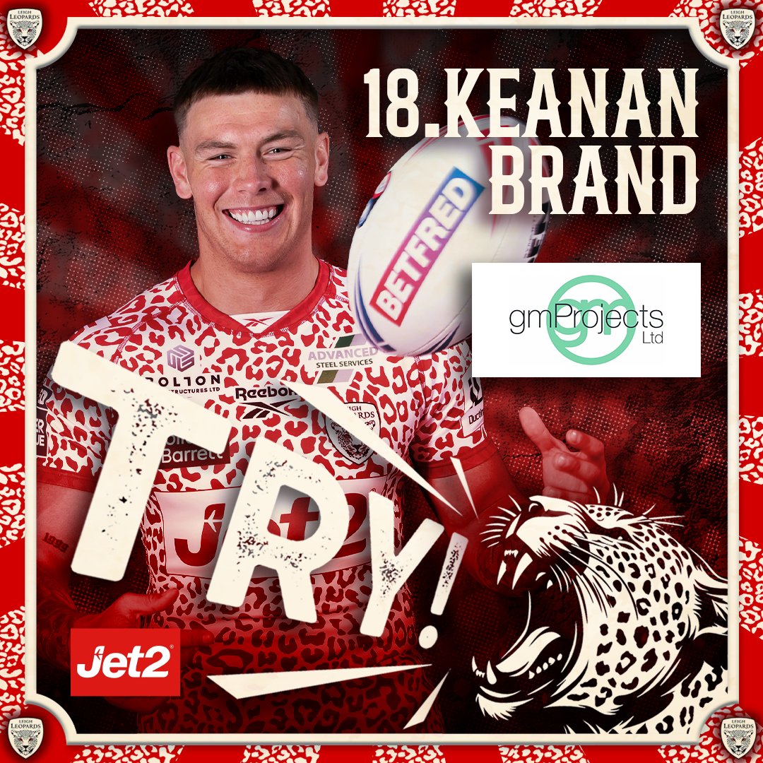 LeighLeopardsRL's tweet image. 12 | Brand runs 80 metres to score between the sticks! 

Leopards 🐆 8-0 Bulldogs 🐶
#BeTheRoar