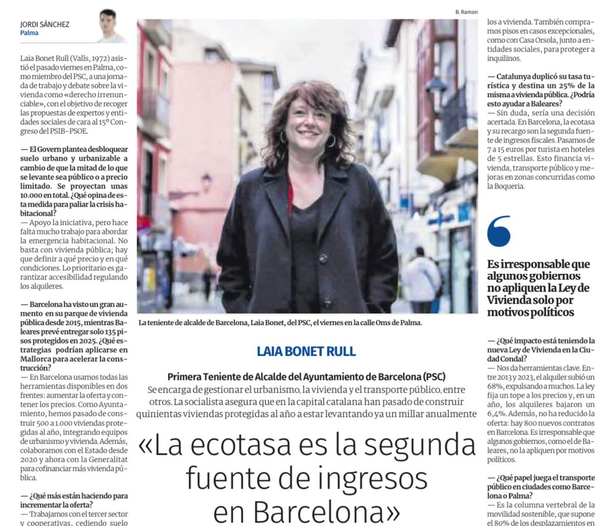PSIB-PSOE (@psibpsoe) on Twitter photo 👉 <a href="/laiabonetrull/">Laia Bonet</a> , primera tinent d'alcalde de Barcelona, del <a href="/pscbarcelona/">PSC Barcelona/♥️</a> , va aprofitar la seva estada a Mallorca per fer aquesta interessant entrevista amb <a href="/diariomallorca/">Diario de Mallorca</a> on parla sobre la problemàtica de l'habitatge
🗣️ Es irresponsable que algunos gobiernos no apliquen la 👉 <a href="/laiabonetrull/">Laia Bonet</a> , primera tinent d'alcalde de Barcelona, del <a href="/pscbarcelona/">PSC Barcelona/♥️</a> , va aprofitar la seva estada a Mallorca per fer aquesta interessant entrevista amb <a href="/diariomallorca/">Diario de Mallorca</a> on parla sobre la problemàtica de l'habitatge
🗣️ Es irresponsable que algunos gobiernos no apliquen la