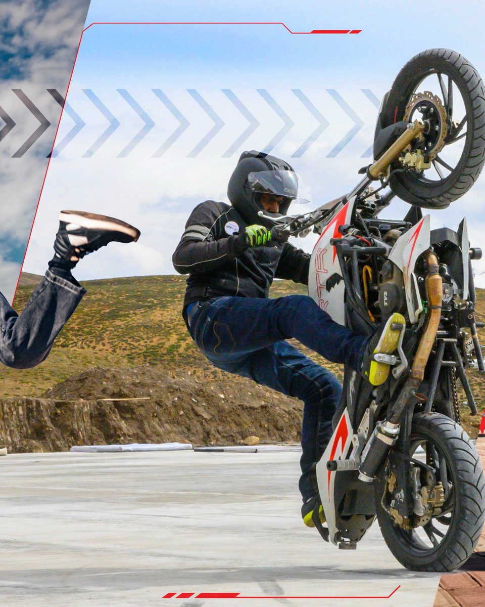 TVSApacheSeries's tweet photo. When flexibility meets adrenaline. Our kind of yoga makes gravity obsolete. What's YOUR kind of yoga on a beautiful Sunday?
#ApacheStunts #StuntModeOn #BornOfRacing #RacingDNA #BikeStunts #UnleashTheApache #TwoWheelThrills #TVSApacheSeries #TrackToRoad #RideApache #ApacheDNA #AdrenalineUnleashed #StuntLife #Unstoppable #RaceToWin