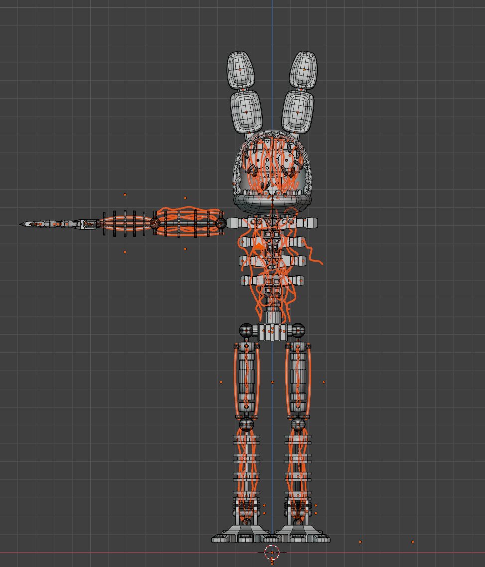 Ignited Bonnie Model WIP（Modeling by me，Novice modeling for the second time）
#FNAF #Blender #B3d #fivenightsatfreddys #Bonnie