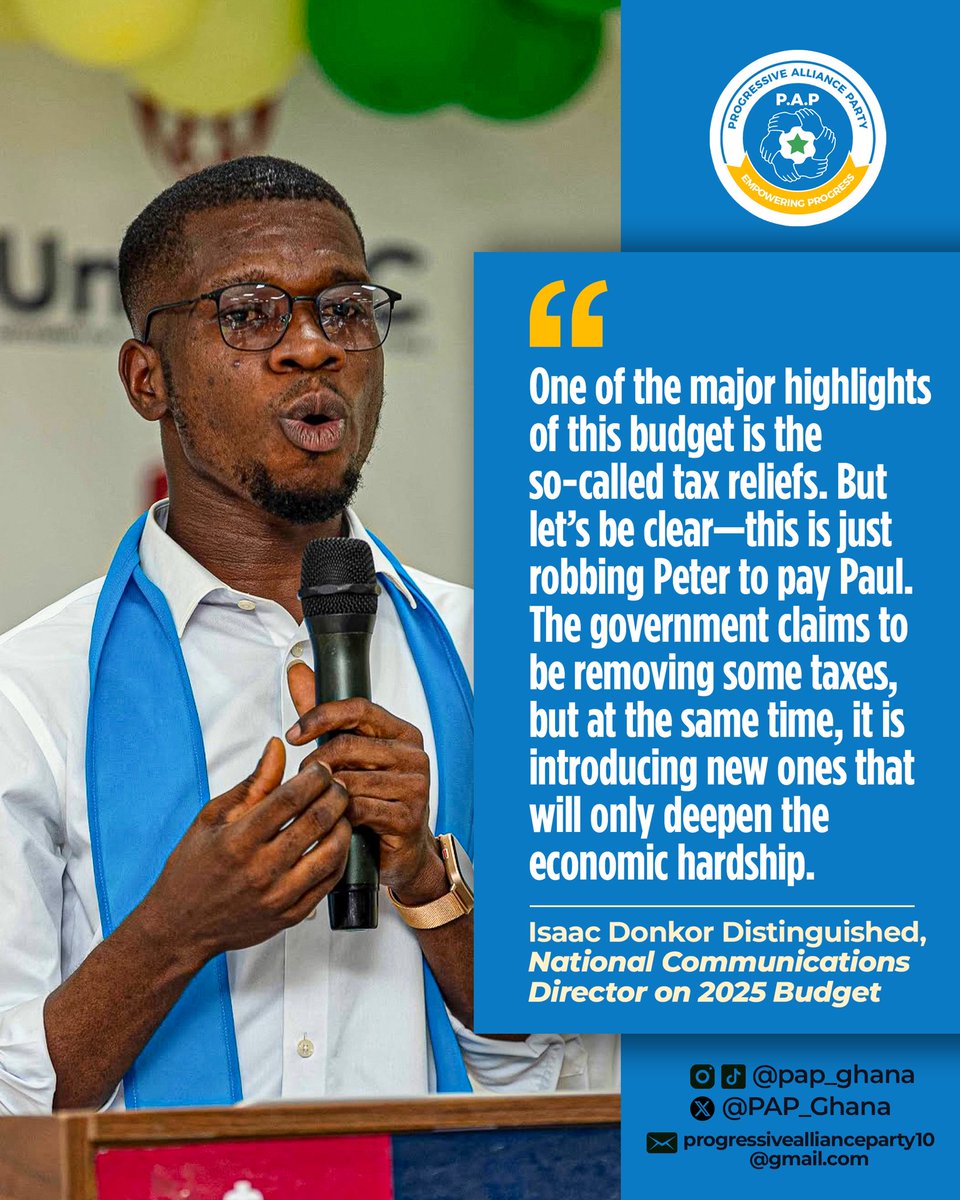 🗣Isaac Donkor Distinguished, National Communications Director of the Progressive Alliance Party, speaks on the so-called 2025 Budget
#EmpoweringProgress
#HopeIsHere
#GhanaPolitics