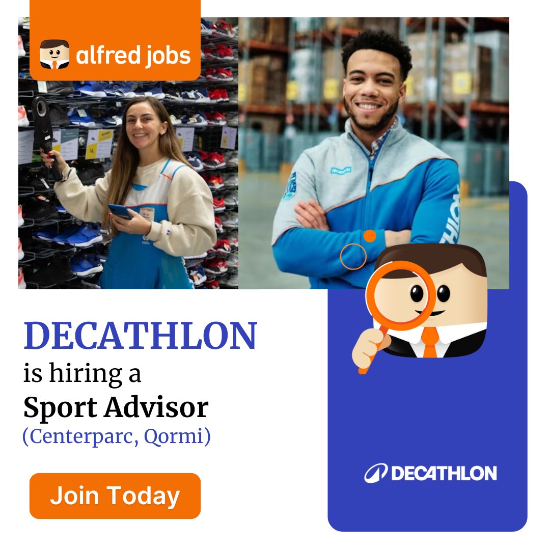 AlfredJobsMalta's tweet photo. Decathlon is hiring a Sport Advisor! 🏀🏋️‍♀️🚴‍♀️

Join the fun: https://t.co/S3dTlXsV3r https://t.co/Hp5nooY6sD