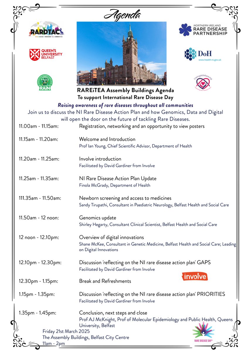 Kerry Longmore (@longmorekerry) on Twitter photo Rare Disease 2025 - Join us at this upcoming Rare Disease event - 21st March, Assembly Buildings #RareDisease #RareDiseaseNI #RareDiseaseDay2025 #Strongertogether <a href="/SouthernHSCT/">Southern Trust</a> <a href="/WesternHSCTrust/">Western Trust</a> <a href="/setrust/">South Eastern Trust</a> events.humanitix.com/rare-disease-r… Rare Disease 2025 - Join us at this upcoming Rare Disease event - 21st March, Assembly Buildings #RareDisease #RareDiseaseNI #RareDiseaseDay2025 #Strongertogether <a href="/SouthernHSCT/">Southern Trust</a> <a href="/WesternHSCTrust/">Western Trust</a> <a href="/setrust/">South Eastern Trust</a> events.humanitix.com/rare-disease-r…