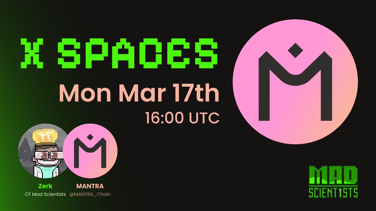 madscientists_x's tweet photo. The Science Behind @MANTRA_Chain 

All the updates

⏰  Mon Mar 17th, 16:00 UTC
👉  Set your reminders
https://t.co/W9J3aLj68z https://t.co/WyliuoyOPa