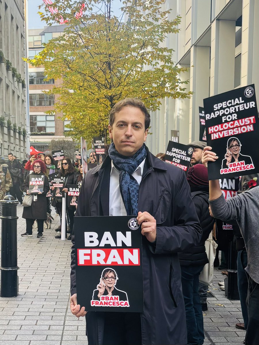 JAZA_UK's tweet photo. The misnamed Israel lobby group - that is as vicious as it is moronic - ‘Campaign Against Antisemitism’ is no doubt ready with its banners from their last pathetic &amp; failed #BanFran protest. Here’s CAA’s Gideon Falter 

@FranceskAlbs https://t.co/VRNt7v9jxG
