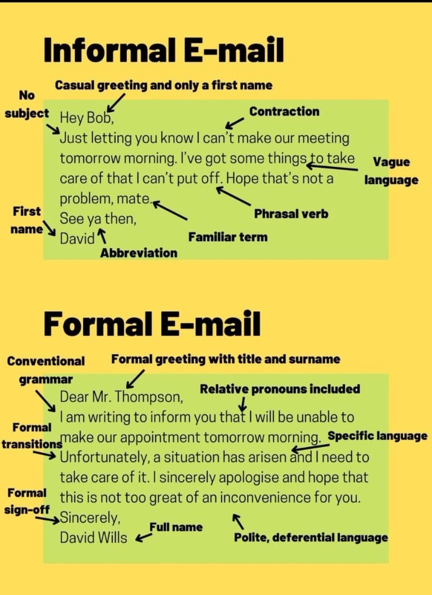 Iearnenglishtip's tweet photo. Formal vs Informal E-mail. https://t.co/WD5Aaz9aLN