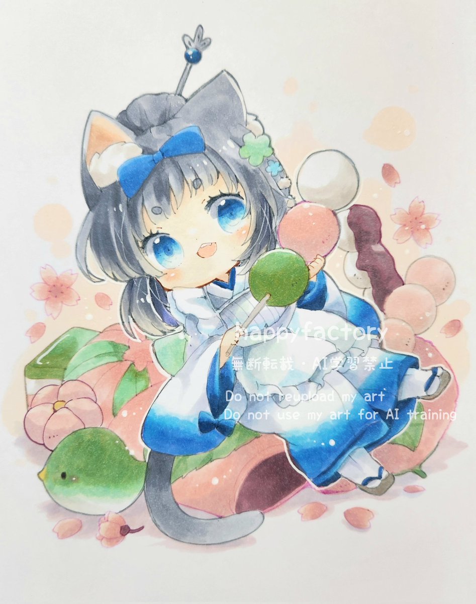 「白黒猫ちゃんスキャン版のやつは色飛びしてるのでこっちはスマホ撮りの 」|きい(きみどり)のイラスト