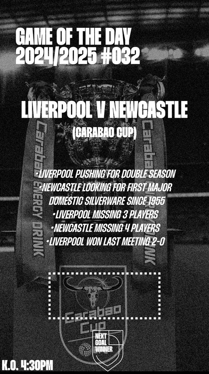 NextGoalWinBlog's tweet image. Game Of The Day #️⃣032

Liverpool vs Newcastle Unite (League Cup)