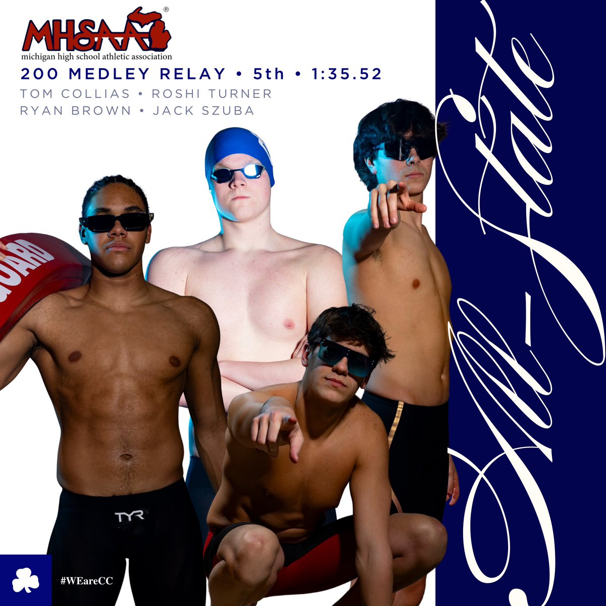 200 Medley Relay coming in clutch, making top 8, placing 5th and All-State. 

#WEareCC