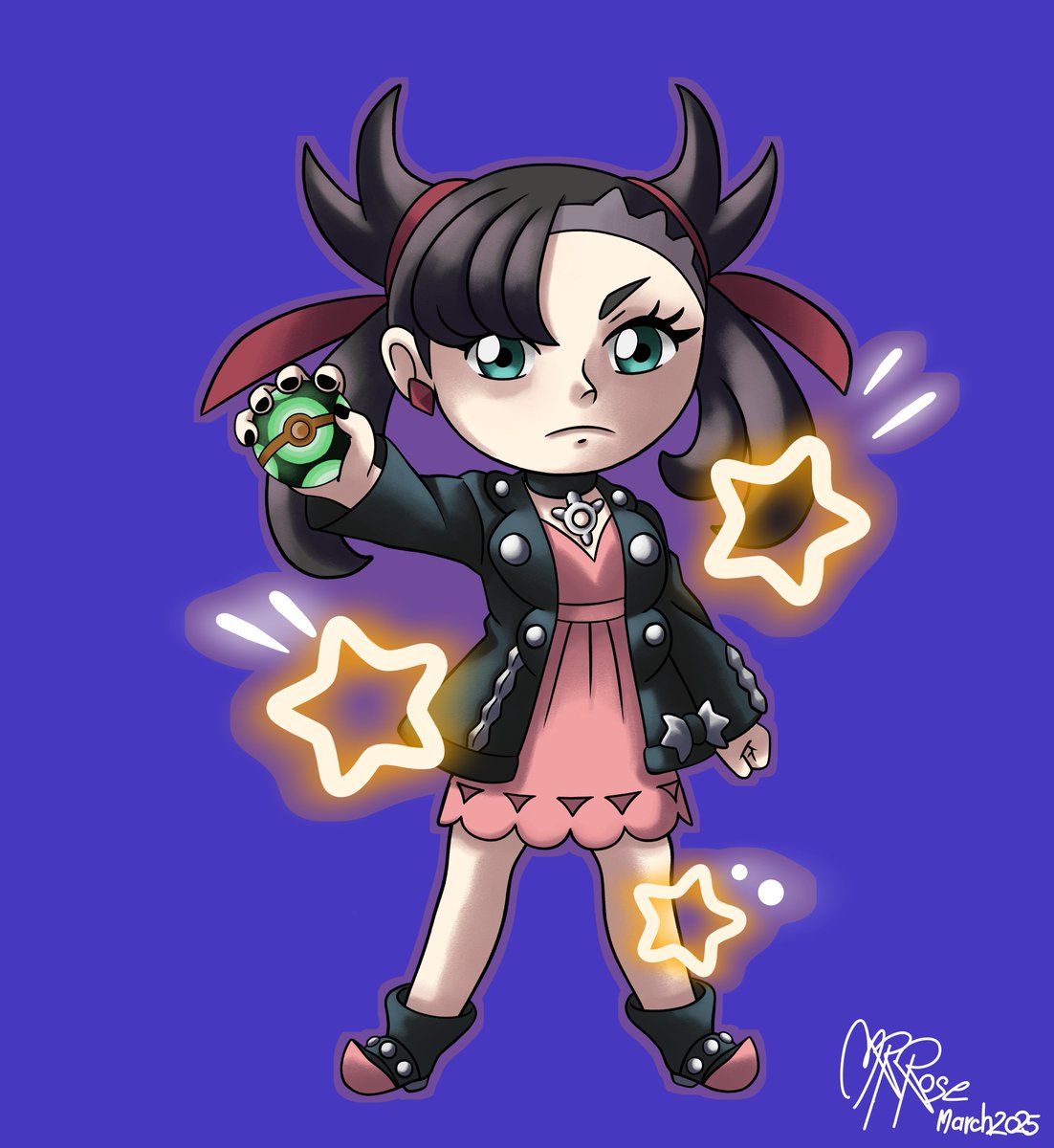 Der zweite Sticker für die #LBM2025 ist fertig. Für mein Marnie-Cosplay habe ich jetzt ein Marnie-Sticker, das süßes Girl hier und ihr Pokemon Morpeko. 
Cutkonturen müssen noch gemacht werden und dann wird es zum Druck geschickt.  

#art 
#artist 
#pokemon