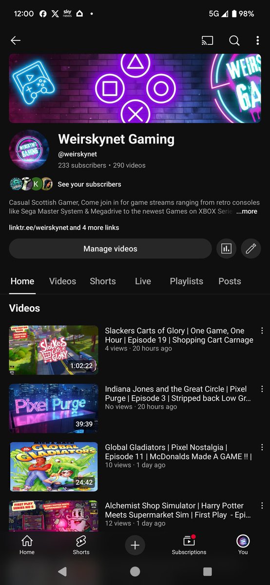 weirskynet's tweet photo. Happy Sunday folks,
If you haven't done already and looking for some Sunday YouTube Viewing check out my YouTube Channel,
Epic videos varied games.
Something for everyone, path to 500 subscribers.
https://t.co/bjnyw0hKHF
#PixelPurge #PixelNostalgia #OneGameOneHour https://t.co/seh04uoQjd