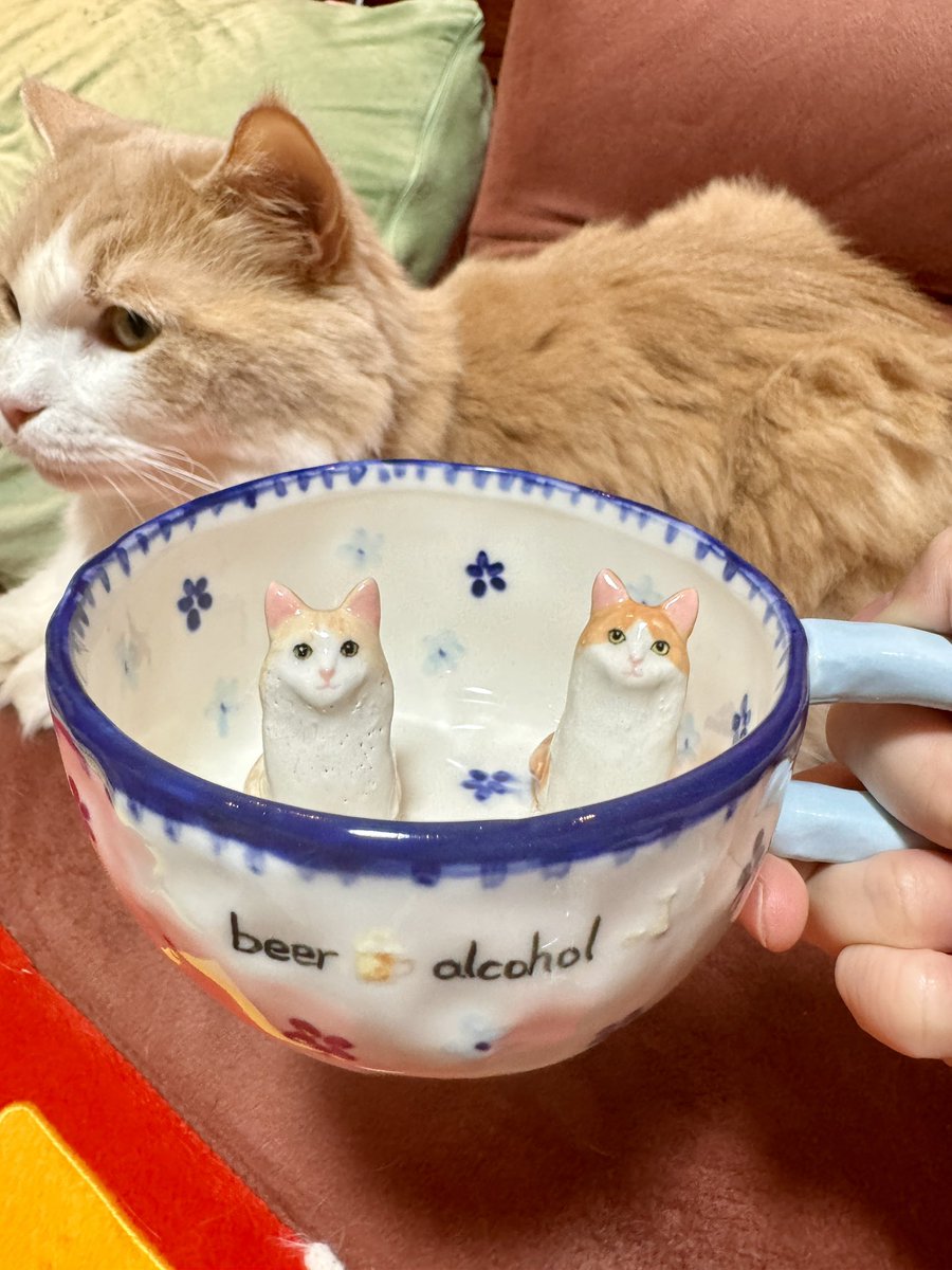 yukke_SAKE's tweet photo. わが家の猫マグカップ作ってもらったけど罪悪感でビールこれ以上注げない... https://t.co/qfEVDHUJ7W