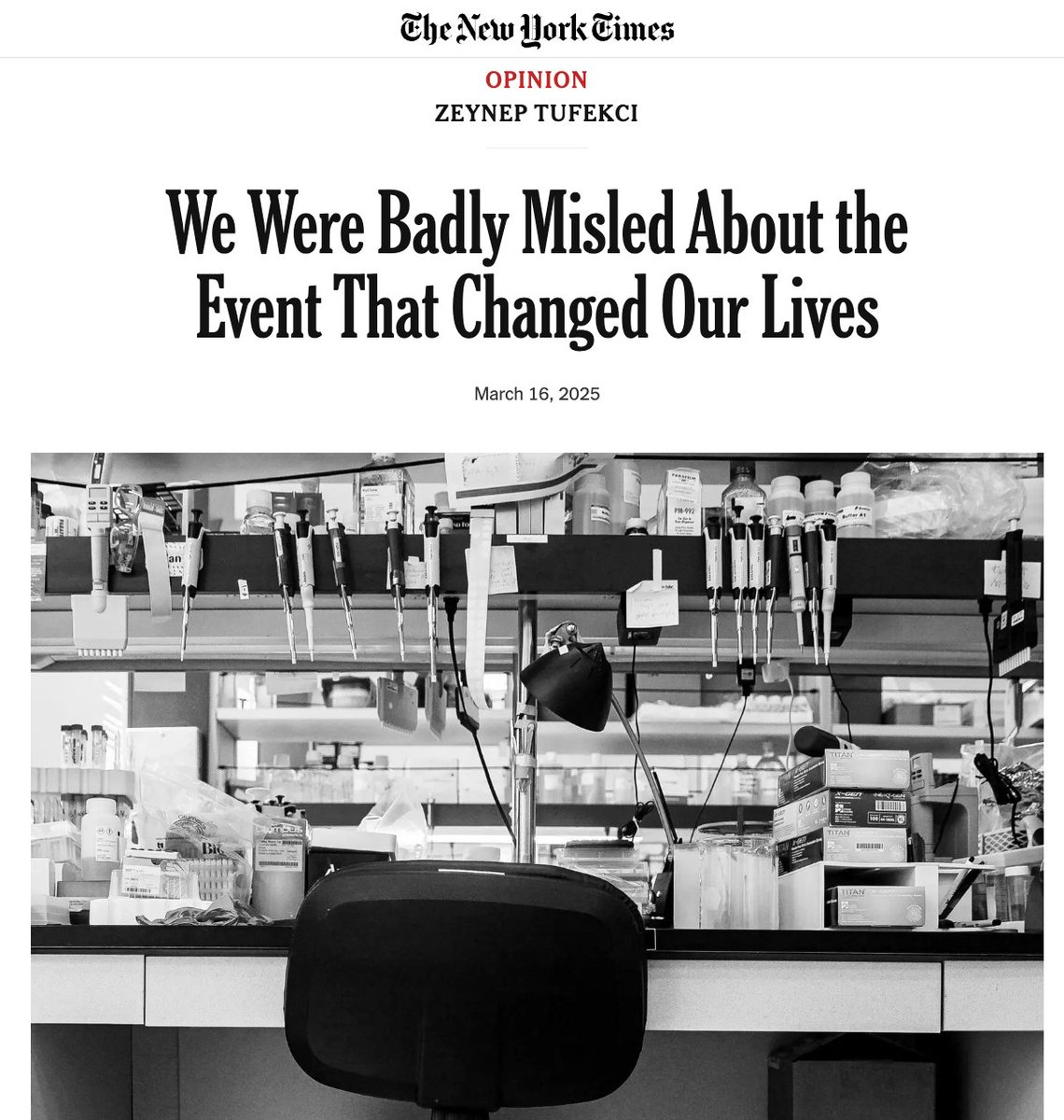 Must read op-ed by <a href="/zeynep/">zeynep tufekci</a> eviscerates the Proximal Origin authors and EcoHealth Alliance (abetted by NIAID senior advisor to Anthony Fauci) for misleading the public about the origin of Covid-19.