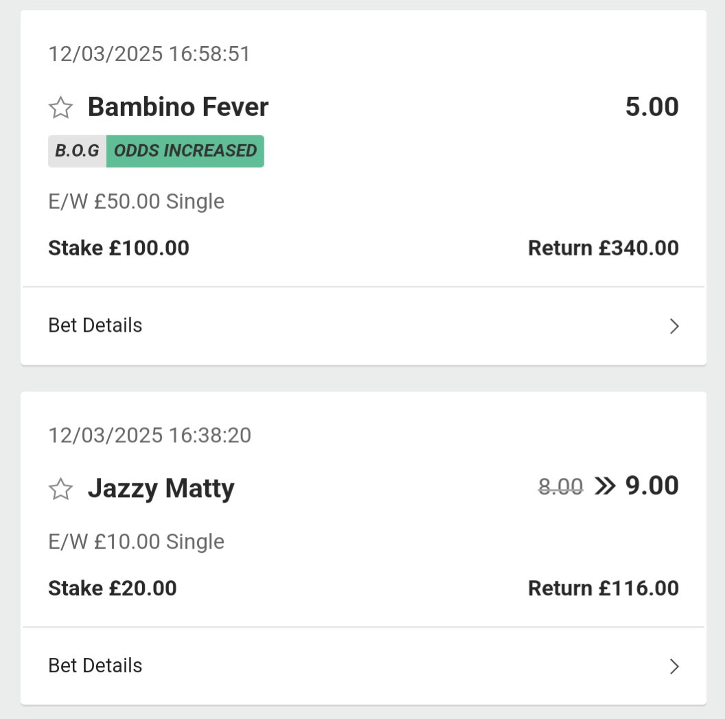 OddsOracleBets's tweet image. Had a pretty solid 2025 Cheltenham Festival by all accounts 🏇

Few bets I had on over the week ⬇️

#Cheltenham #CheltenhamFestival