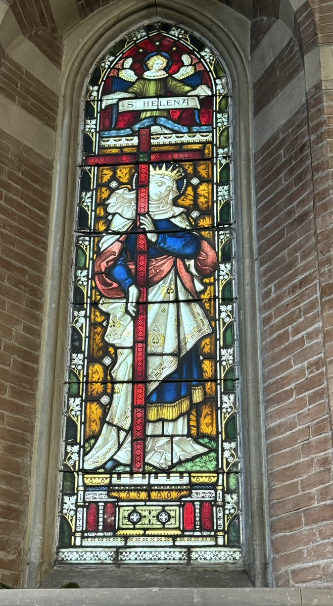 Fabulous scheme of stained glass saints incl Ven Bede bring colour to <a href="/AllSaintsRome/">All Saints' Rome</a> <a href="/DioceseinEurope/">Diocese in Europe</a> 
Made by London firm Clayton &amp; Bell - medieval style of different coloured glasses leaded together &amp; in quasi architectural settings with foliage backgrounds 
#StainedGlassSunday