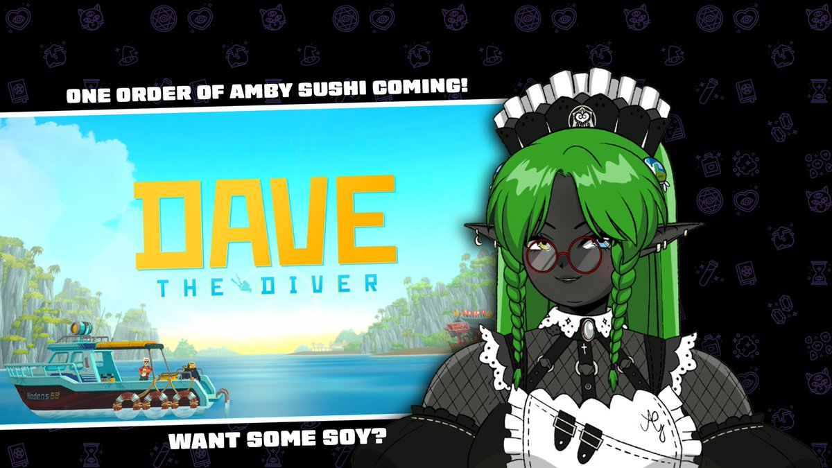 Amber__Gray's tweet photo. Good afternoon my sleepy beans 💚

Back at it again with Dave The Diver for our Sunday Wind Down!

I think we left off on tuna day? Regardless, I bloody hate the ocean...

See you at 6PM GMT~ https://t.co/7JuZv28tkk