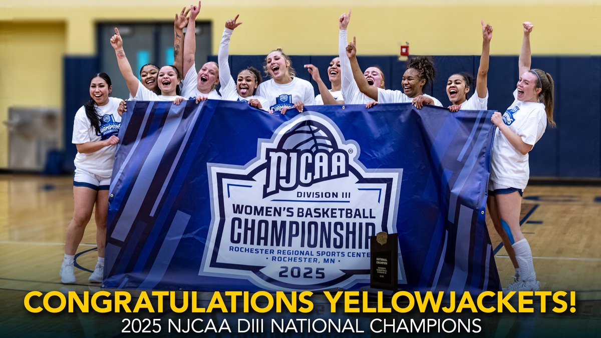 Your Yellowjackets Women's Basketball team are once again National Champions! This is 2nd time in three years @rctc_wbb has taken home the top trophy.  Head Coach Jason Bonde was named Coach of the Tournament &amp; Kara Goetzinger earned MVP honors @njcaabasketball @rctcathletics