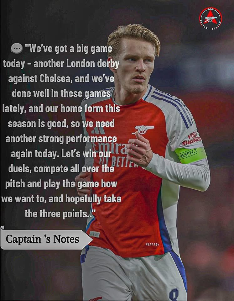 Arsenalcorner__'s tweet image. 🎙| Today&apos;s captain notes ahead of kick off.

#afc #odegaard