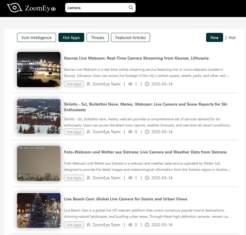 🌍 Explore the world—access countless cameras at your fingertips!
Watch live HD feeds of nature, weather, and cityscapes anytime.
From tourist spots to urban views and security cams—see it all effortlessly!
Pinpoint locations and stream real-time moments from around the globe.