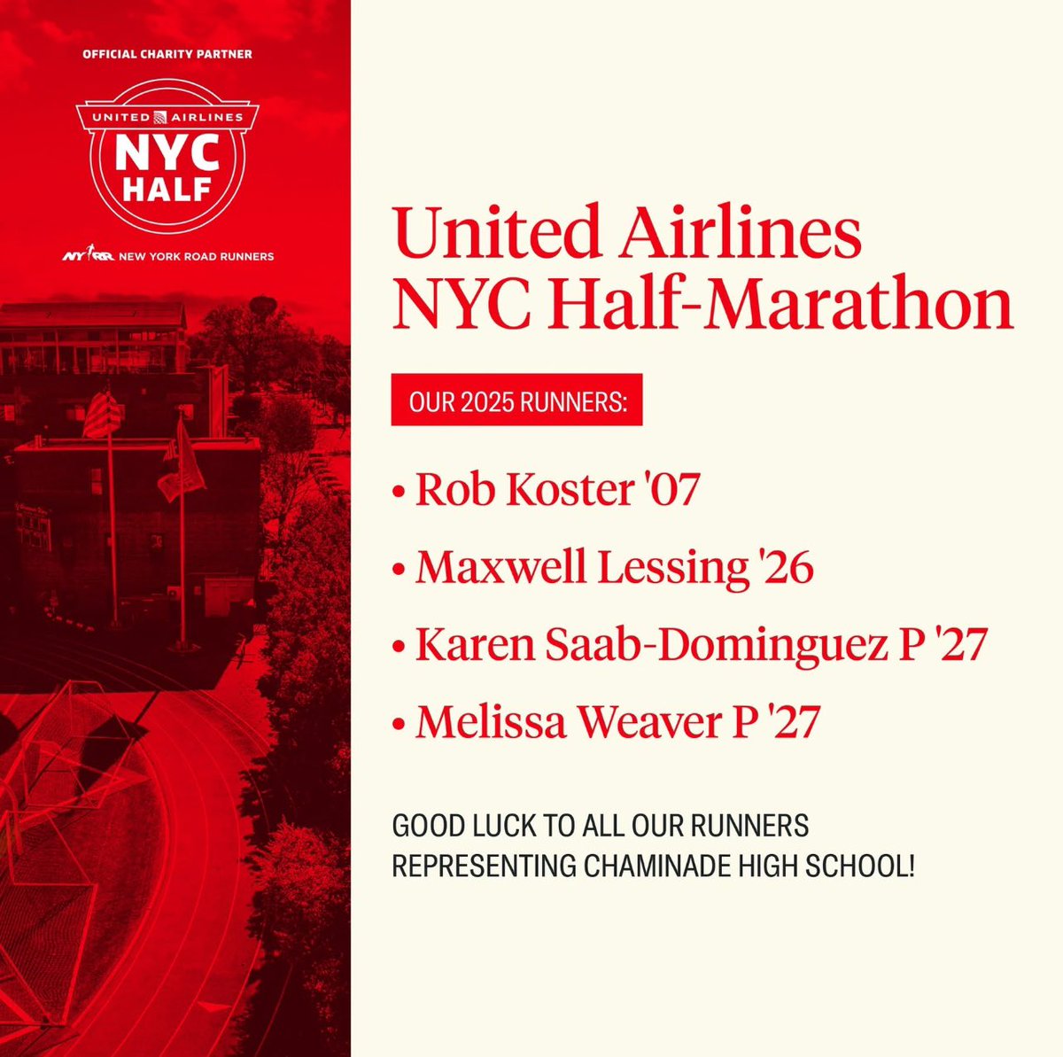 Today these four runners will pound the pavement of New York in support of Chaminade's mission! You can still give to their fundraisers and help them reach their goals: c-hs.org/3DHj2YV