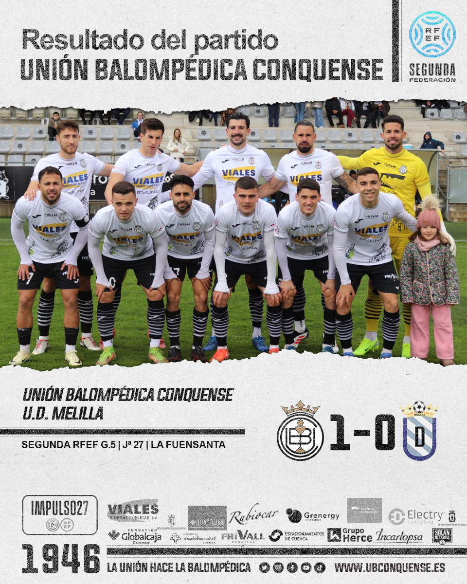 📢 #UBConquense ❗

SIIIIIIIIIIIIIIIIIIIIIIIIIIIIIIIIIIII Otro +3 a la 🎒 y el objetivo más cerca 🙈
El gol fue obra de Antonio Fernández gracias a un gran pase de Pablo Olivares entre líneas.

¡Vamos Conquense! ⚪⚫ #UniónBalompédica #SegundaRFEF