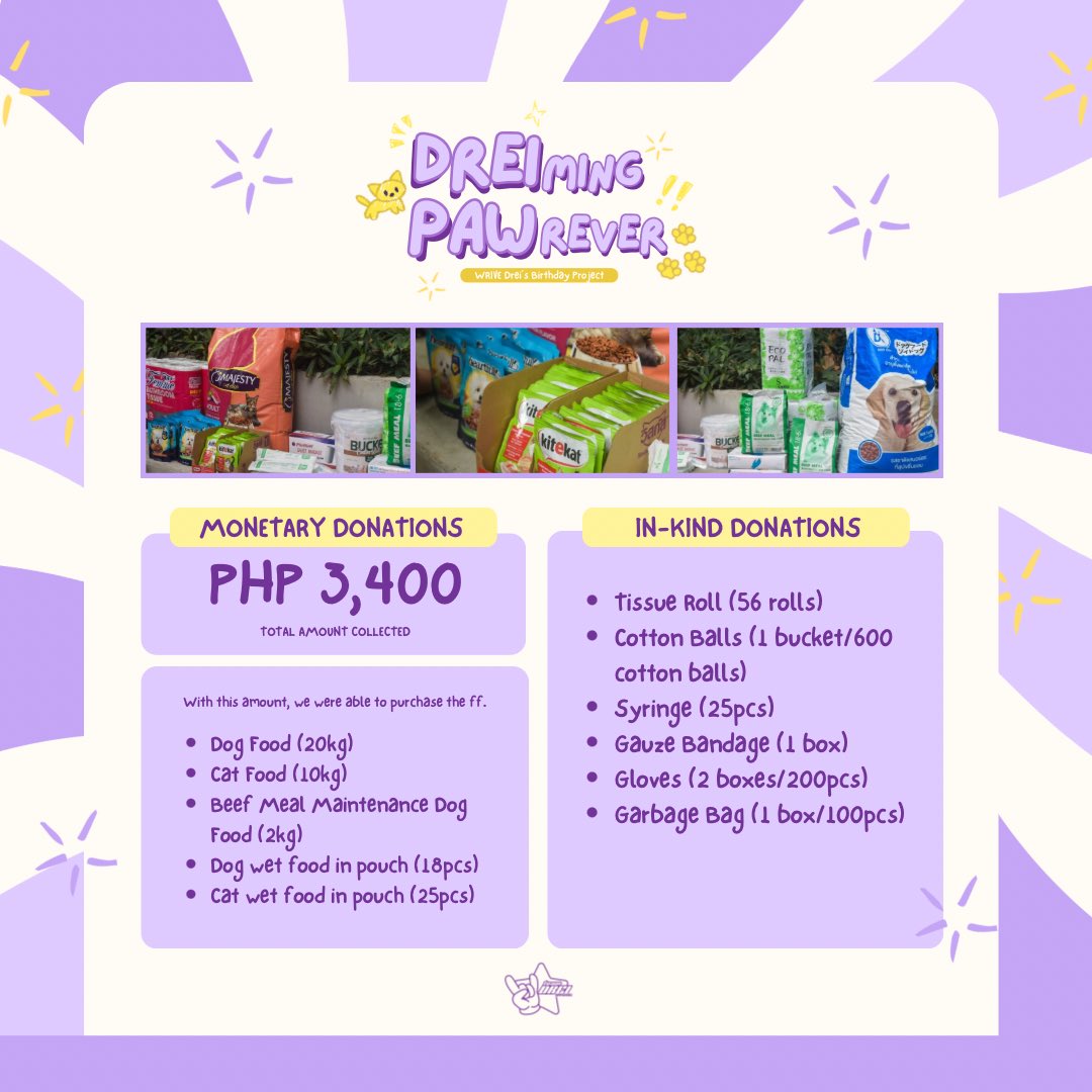 TEAM DREI OFC (@teamdreiofc) on Twitter photo Thank you for your generous support for #DREImingPAWrever! 🐾 All your donations will surely make a huge difference in the lives of the wonderful animals at <a href="/PAWSPhilippines/">PAWS Philippines</a>! ✨
Together, let’s continue to create a positive change in our society! 💜
#WRIVE_DREI
#Drei_Amahan Thank you for your generous support for #DREImingPAWrever! 🐾 All your donations will surely make a huge difference in the lives of the wonderful animals at <a href="/PAWSPhilippines/">PAWS Philippines</a>! ✨
Together, let’s continue to create a positive change in our society! 💜
#WRIVE_DREI
#Drei_Amahan