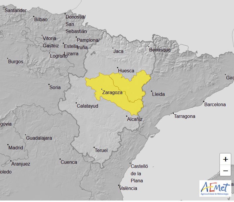 ⚠️🟡🌫 Aviso nivel amarillo por nieblas en sur de huesca (hu) y ribera del ebro (zgz) desde las 22:00h de hoy día 16 hasta las 10:00h de mañana día 17.