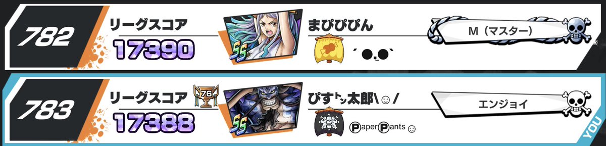 4日前？くらいから追いかけて初圏外連番したお
次はランカー帯でお待ちしております🥸
#最スコ更新おめでと