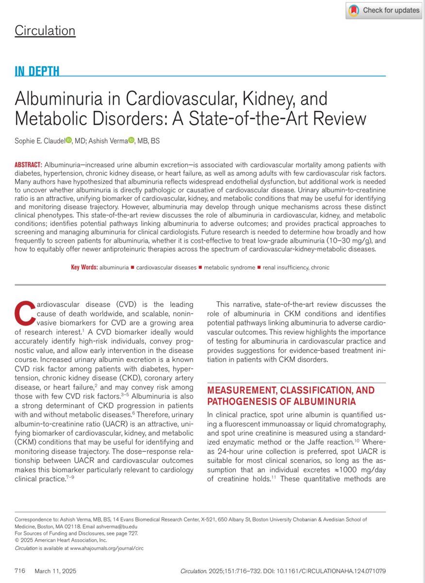 Edgar V. Lerma π΅π (@edgarvlermamd) on Twitter photo Albuminuria in Cardiovascular, Kidney, and Metabolic Disorders: A State-of-the-Art Review ca. 2025 from <a href="/CircAHA/">Circulation</a> #Nephpearls
ππΌ pubmed.ncbi.nlm.nih.gov/40063723/ Albuminuria in Cardiovascular, Kidney, and Metabolic Disorders: A State-of-the-Art Review ca. 2025 from <a href="/CircAHA/">Circulation</a> #Nephpearls
ππΌ pubmed.ncbi.nlm.nih.gov/40063723/