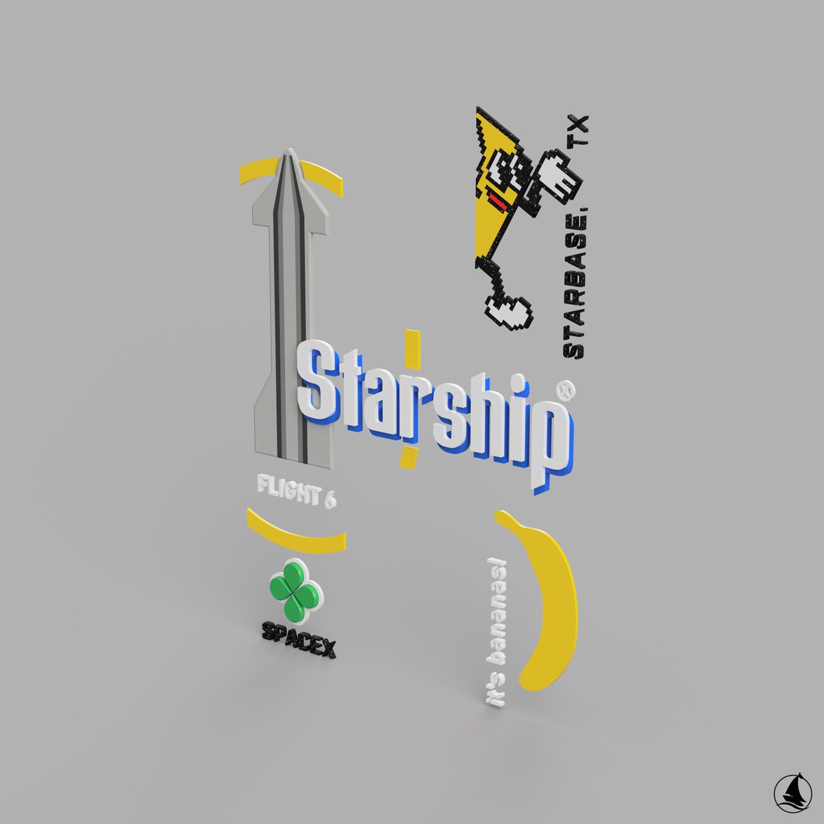 schiffer_soft's tweet photo. 9/x🚨Project - #Starship2025Project 🚨
Next letter. 🥳Now it's bananas IFT6 time. 😇Shape today is an...? 😍 What was the booster and ship number on this flight?😅
#IFT6 #Starship #3dPrint #SpaceX #schiffer_soft https://t.co/ZZIoImRmsm