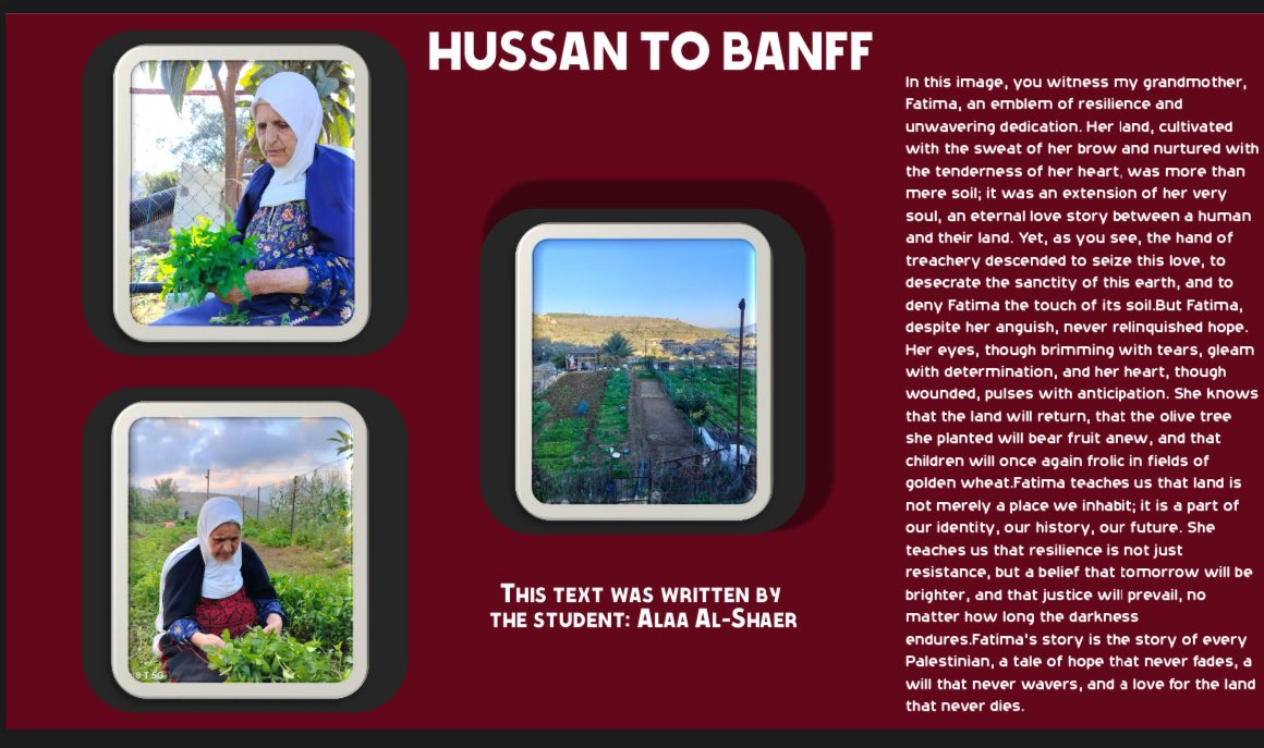 Stunning and poignant writing and photography arriving from our partner school in Hussan, Bethlehem, for ‘Repurpose the Past: Banff to Bethlehem.’ A powerful exchange of history, creativity, and connection across borders. <a href="/Excelerate_TWF/">Excelerate</a> <a href="/BxaLearning/">BXA Project Based Learning</a> <a href="/BethlehemCF/">Bethlehem Cultural Festival</a>