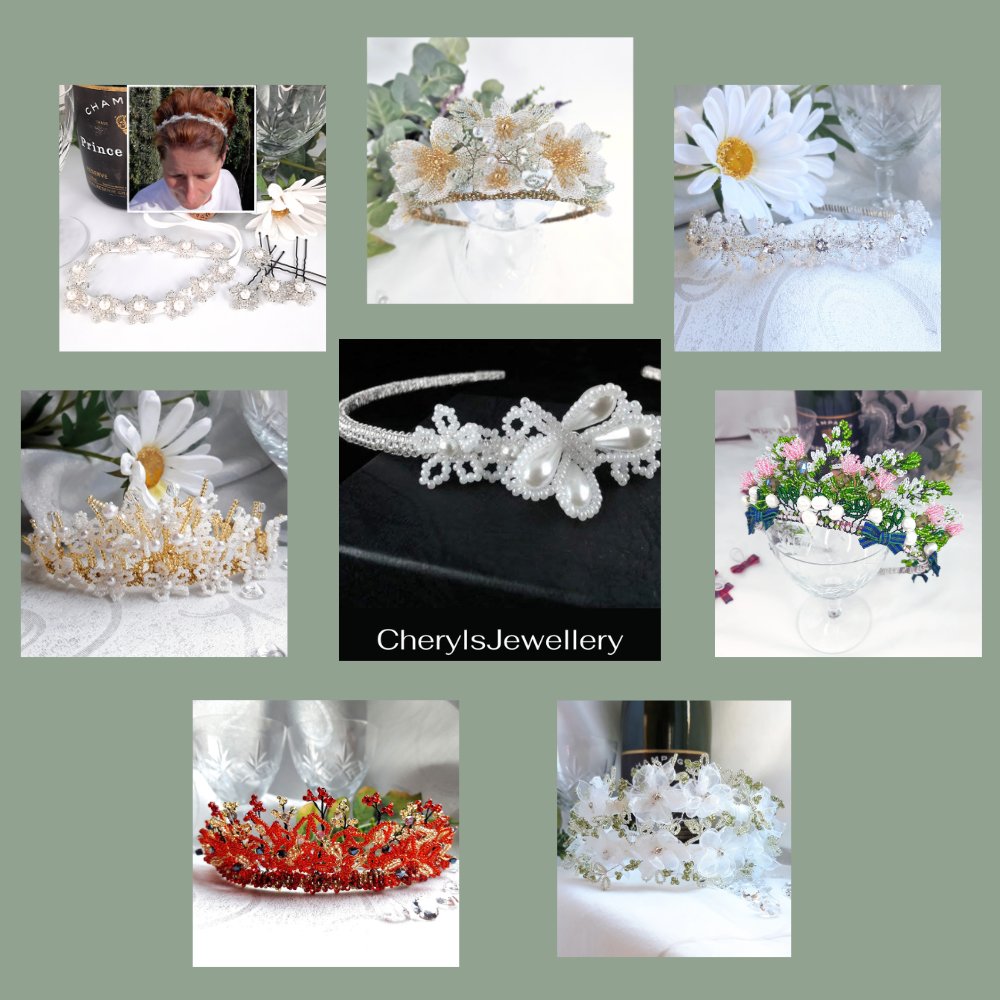 The collection I shared over the week; a few of my many tiaras and floral crowns to make that wedding day very special for the bride. Details in the media section of my profile #MHHSBD #shopindie