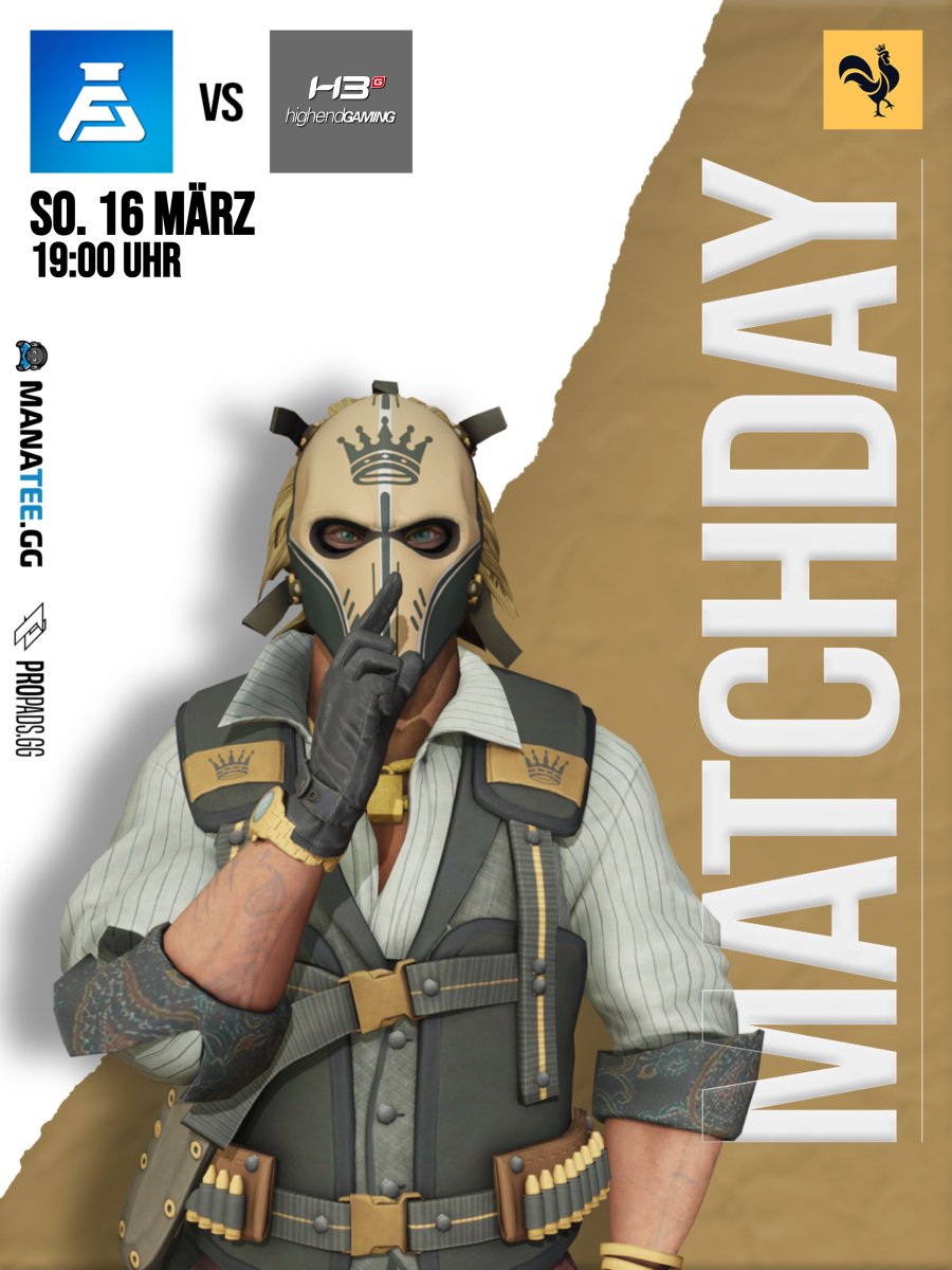🔔Reminder🔔
Um 19 Uhr spielen wir gegen Highend Gaming in der <a href="/dachcs/">DACH CS Masters</a> Masters Spielklasse 3. Schaltet ein und feuert unsere Jungs an! 🔥🔥

🕒 Start: 19:00 Uhr
⚔️ Gegner: <a href="/H3G_Gaming/">Highend-Gaming</a> 
🎙 Caster: <a href="/FL_Wallie/">Malte Pawlik</a> 
📺 Twitch: ttv/fruchtlabor

#fruchtlabor #dachcs