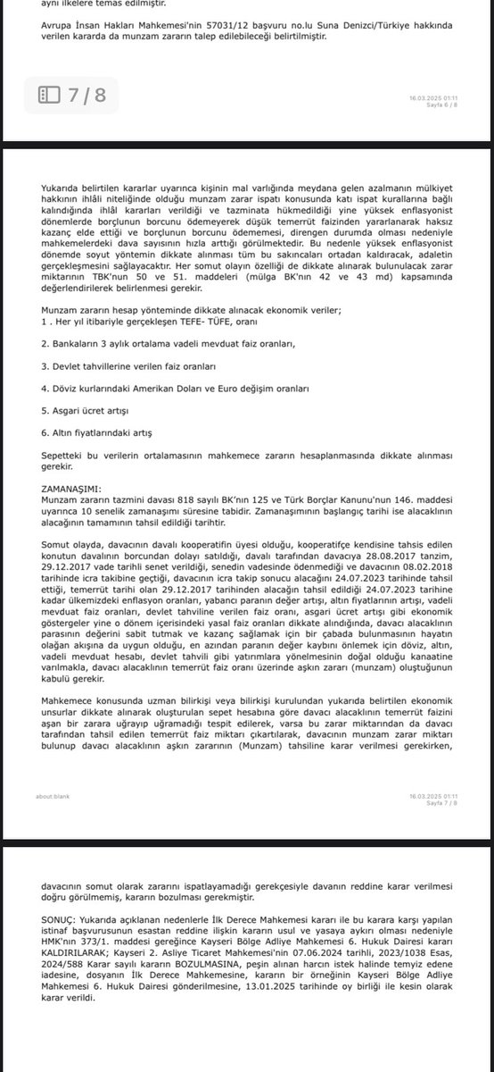 YARGITAY 6. HUKUK DAİRESİNİN 13.01.2025 TARİHLİ MUNZAM ZARAR KARARI:

Alacaklı, borcun zamanında ödenmemesi nedeniyle enflasyon nedeniyle uğradığı temerrüdü aşan munzam zararını borçlu dan talep edebilir.

Mahkemece konusunda uzman bilirkişi veya bilirkişi kurulundan yukarıda