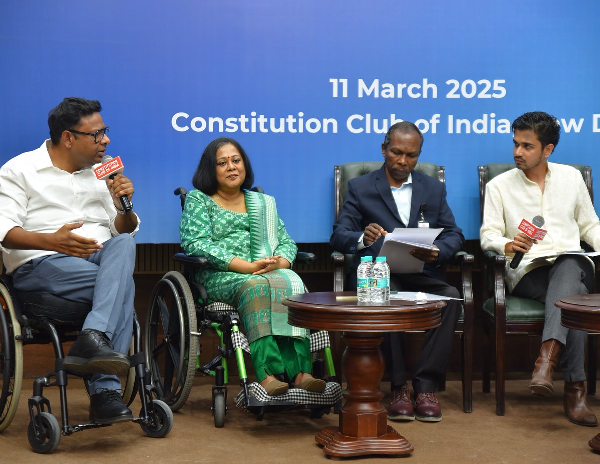 sruti_mohapatra's tweet photo. AND THEY ALL ROSE...........

We often hear about Parliamentarians Across Party Lines - on issues when they pass bills, give the ayes, on the greater interest of India, Indians and humankind. The revocation of Article 370 is the most recent example where not only BJP, but many other Indian political parties that typically oppose the BJP supported the action. 

On 11th March, at Constitution Club, New Delhi, we saw a brief glimpse of that when Parliamentarians across party lines joined the deliberation to "Empower Political Participation" of the divyangs in India. In 2015 we experienced this solidarity for the disability sector. That year had seen complete break down of parliamentary sessions with the ruling dispensation and the opposition locking horns over every issue. Not a single Bill moved. When it was the turn for our bill, the amount of hard work done by the divyangs themselves, parents of children with disabilities, activists and experts is heroic. Javed Abidi deserves being mentioned. Every minister, every parliamentarian, every legislator in every state was met, briefed, tweeted to. Meetings, candle light vigils, rallies, media briefings, small group discussions, briefings to press, consumed our days and night. 

And the impossible happened. The single Bill to be passed in that session was our rights based law. Parliamentarians Across Party Lines rose to debate, discuss and pass the bill. Bill became a law. A law the entire world looks up to for its strength, power and mandates. Rights of Persons with Disabilities Act 2016. 
Disability is an apolitical issue. Perhaps was. What we are trying now is to bring the focus on "Divyang Citizens and Their Political Participation." We are not 2.1% of population, we are 16%.... whether you count or not. Know more from us. Join our journey. Together we can.

#inclusionmatters #PoliticalParticipation #inclusiveelections #parliament #ParliamentofIndia #disability #rightsofdisabled #divyangadhikar #divyang