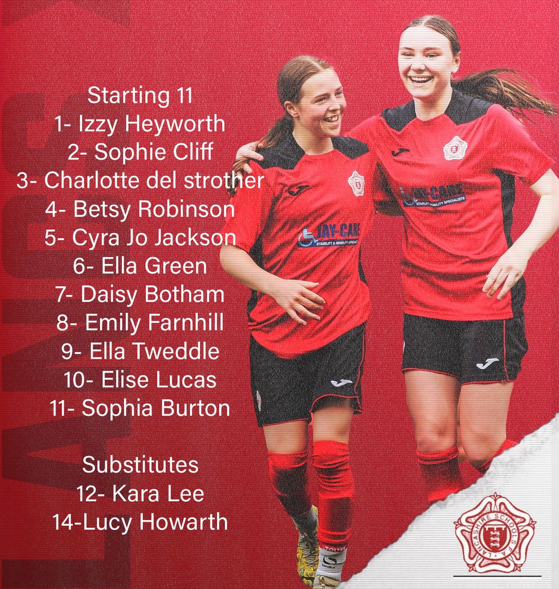 🚨 Top of the table clash! 🚨

Lancashire U16 🆚 Cheshire U16
 🏆 Northern Counties SFA

Who’s coming out on top? 👀⚽ #GrassrootsFootball #NorthernCountiesSFA #LancashireVsCheshire
