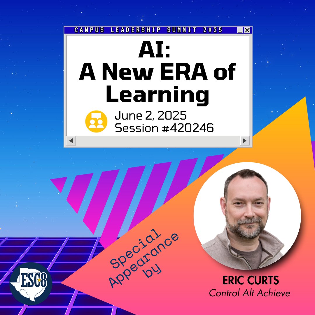 Elevate Your Teaching with A New ERA of Learning! 
Join us for an inspiring professional learning experience featuring keynote speaker Eric Curts, where we’ll explore strategies to transform your classroom with technology and innovation - register today!
txr8.escworks.net/catalog/sessio…