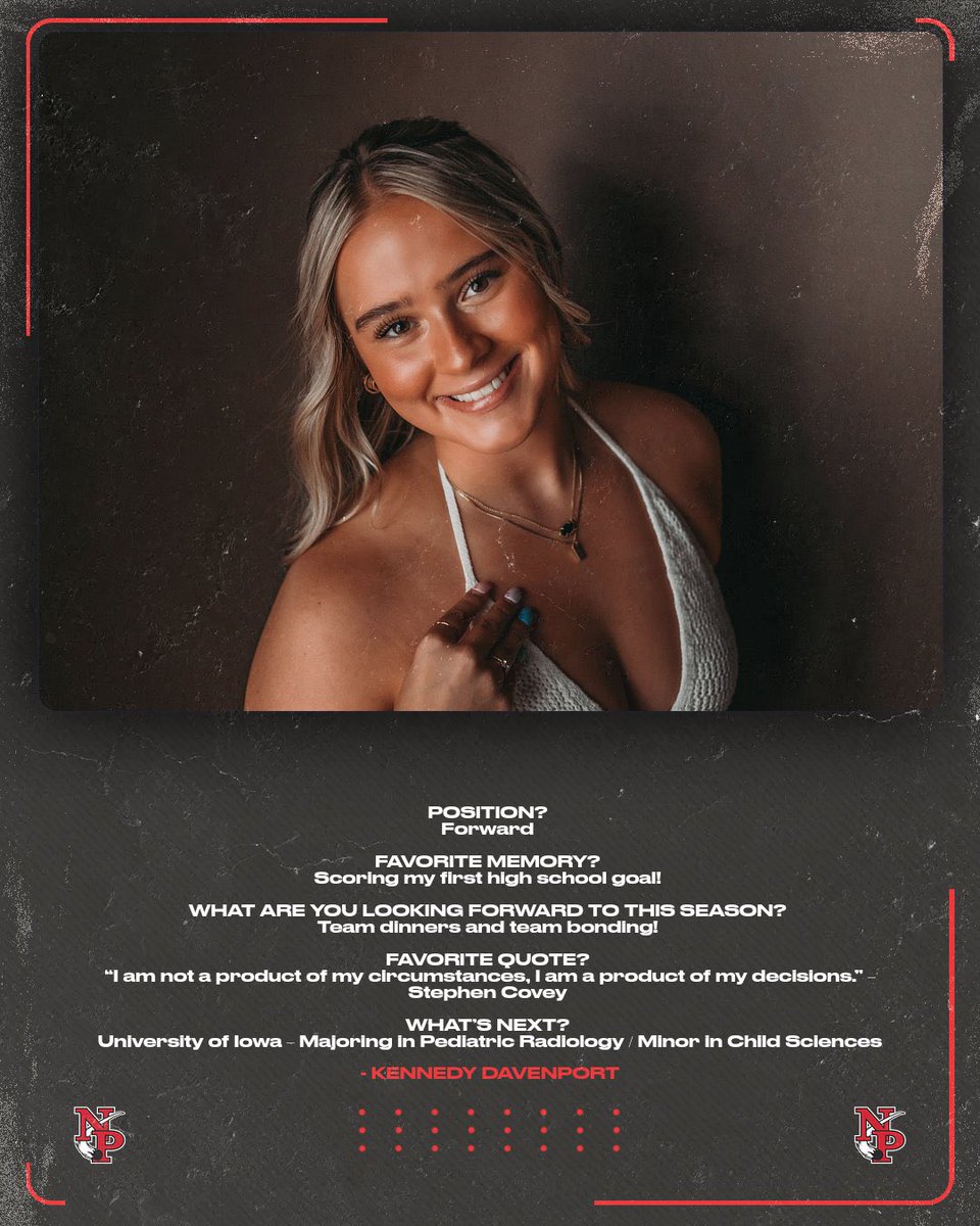 npsoccergirls's tweet image. Only a few days left… next up on the senior countdown to season…. #19…
🌟🌟KENNEDY DAVENPORT🌟🌟
#NPCometPride #countdowncontinues⌛️ 
#RESPECTALLFEARNONE