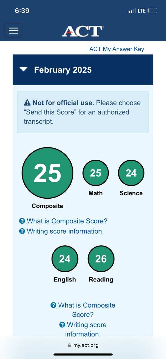 First attempt ACT score 🙌🏼