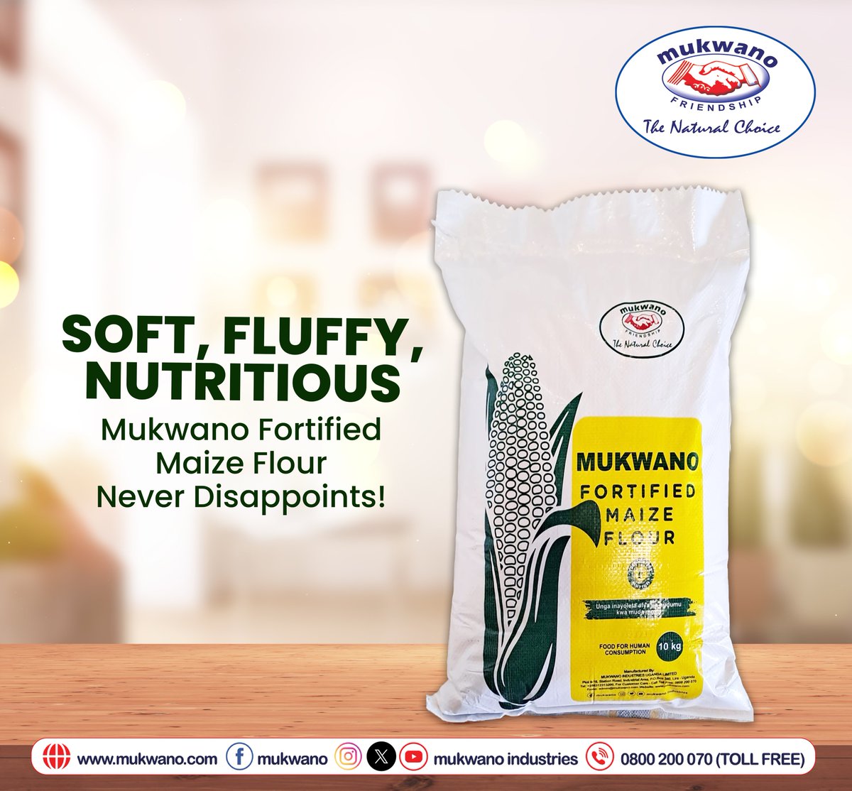 Fortified for Strength, Milled for Perfection!
Mukwano Fortified Maize Flour Always Delivers💚

Visit the Mukwano factory outlet (Old UMA conference centre)Jinja road | Call our outlet service line: +256393241822

#MukwanoIndustries #MukwanoFortifiedMaizeFlour #CookWithConfidence