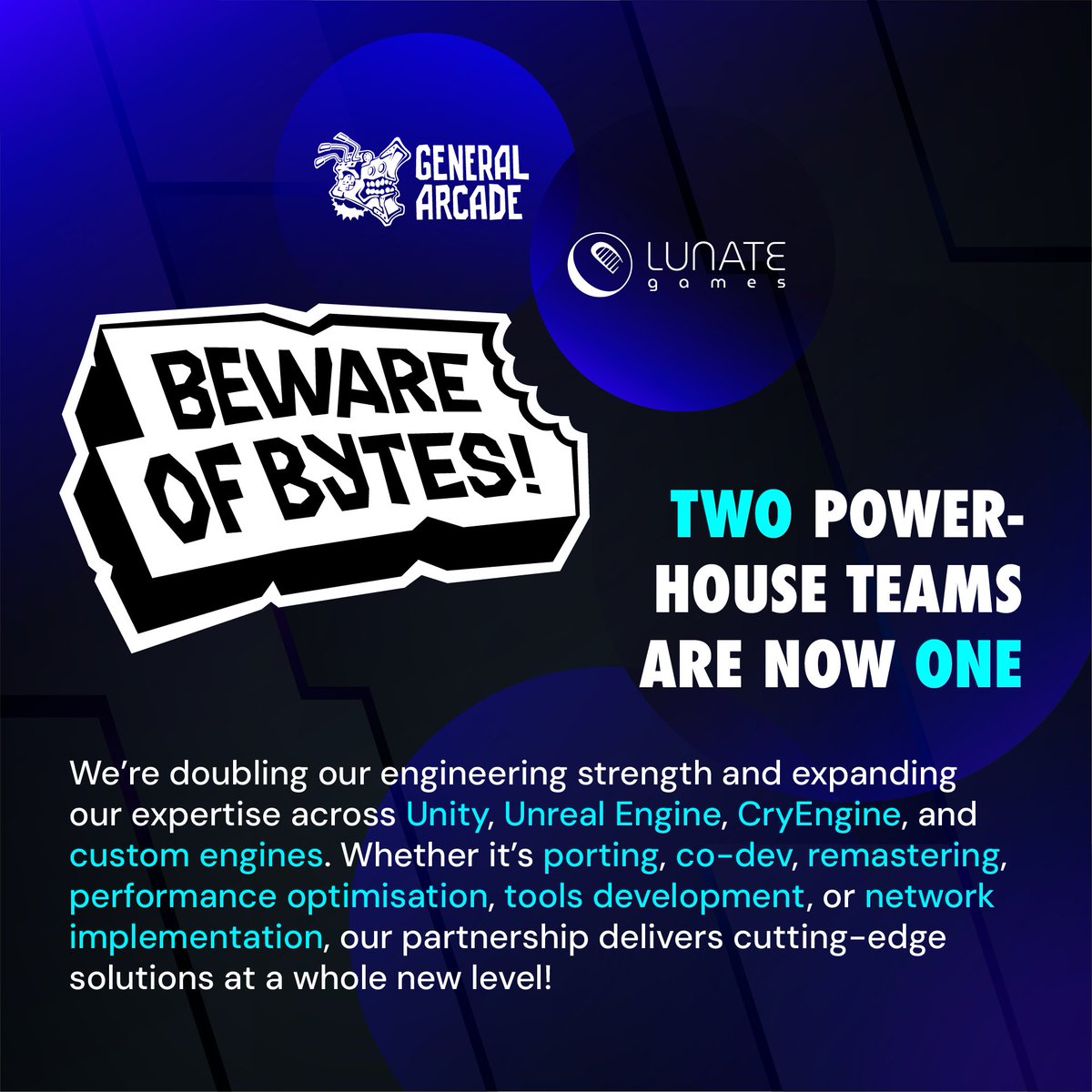 generalarcade's tweet image. 🚀 Big news! General Arcade x Lunate Games = Beware of Bytes! 🚀

We're teaming up with Lunate Games to launch Beware of Bytes!, a strategic #joint_venture built for scale, technical excellence, and stability in today's evolving industry.

More power. More innovation. More…
