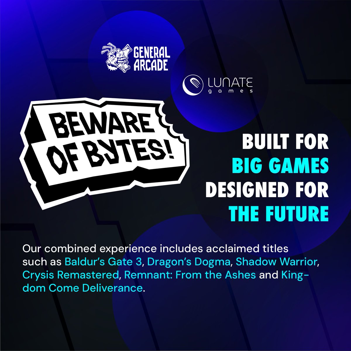 generalarcade's tweet image. 🚀 Big news! General Arcade x Lunate Games = Beware of Bytes! 🚀

We're teaming up with Lunate Games to launch Beware of Bytes!, a strategic #joint_venture built for scale, technical excellence, and stability in today's evolving industry.

More power. More innovation. More…
